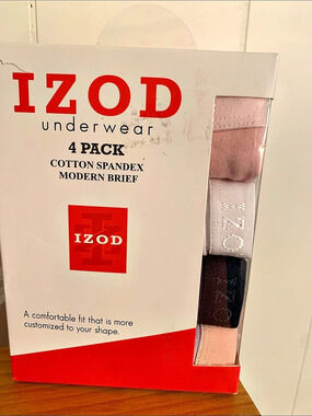 IZOD Cotton Spandex Modern Brief 4 Pack Briefs 4-Pack Pink & Black